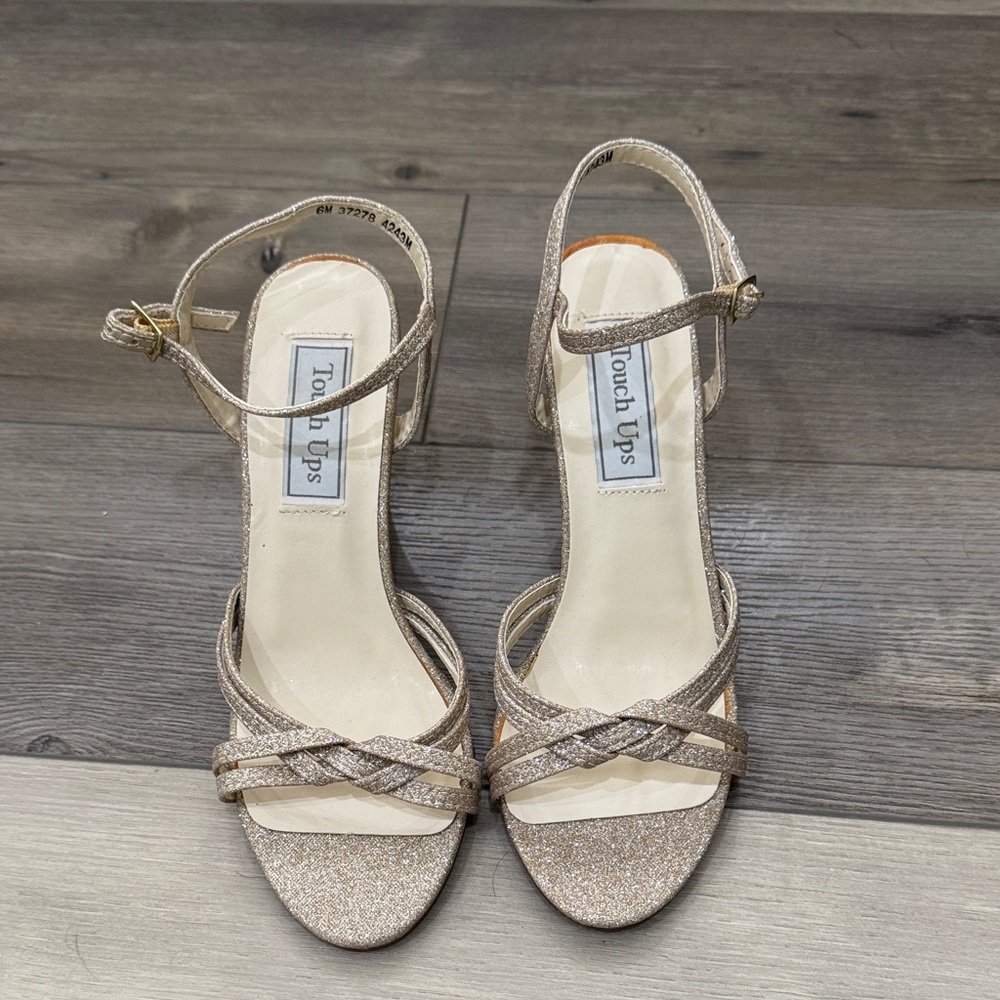 Touch Ups Glittering Gold Strappy Heels